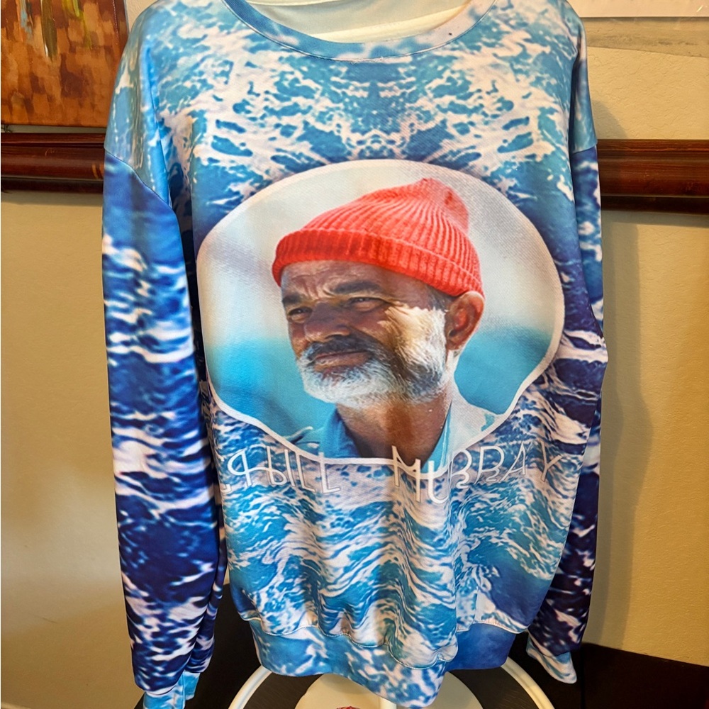 Bill Murray Blue Graphic Sweatshirt “the life aquatic“